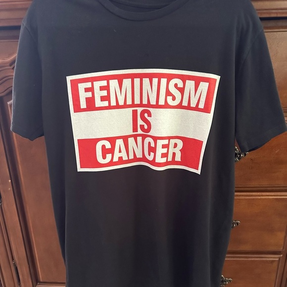 Black T-Shirt with Red and White Graphic - Picture 1 of 6